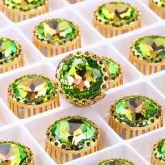 Vitrail Rose Gemstone Flower Round Shape High-Quality Glass Sew-on Nest Hollow Claw Rhinestones WholesaleRhinestone