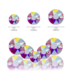Mixed Sizes Crystal AB XIRIUS Round Shape High Quality Glass Sew-on Rhinestones WholesaleRhinestone