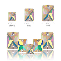 Mixed Sizes Crystal AB Rectangle Shape High Quality Glass Sew-on Rhinestones WholesaleRhinestone