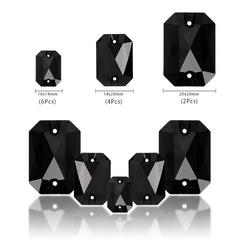 Mixed Sizes Jet Octagon Shape High Quality Glass Sew-on Rhinestones WholesaleRhinestone