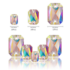 Mixed Sizes Crystal AB Octagon Shape High Quality Glass Sew-on Rhinestones WholesaleRhinestone
