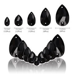 Mixed Sizes Jet Drop Shape High Quality Glass Sew-on Rhinestones WholesaleRhinestone