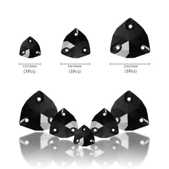 Mixed Sizes Jet Trilliant Shape High Quality Glass Sew-on Rhinestones