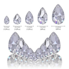 Mixed Sizes Crystal Drop Shape High Quality Glass Sew-on Rhinestones WholesaleRhinestone