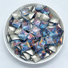Lt Light Blue AB Princess Square Shape Pointed Back Fancy Rhinestones WholesaleRhinestone
