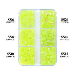 Mixed Sizes 6 Grid Box Mocha Shimmer Citrine Glass FlatBack Rhinestones For Nail Art WholesaleRhinestone