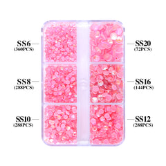 Mixed Sizes 6 Grid Box Mocha Shimmer Lt Pink Glass FlatBack Rhinestones For Nail Art WholesaleRhinestone