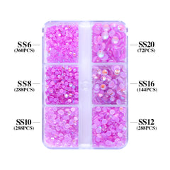 Mixed Sizes 6 Grid Box Mocha Shimmer Lt Purple Glass FlatBack Rhinestones For Nail Art WholesaleRhinestone