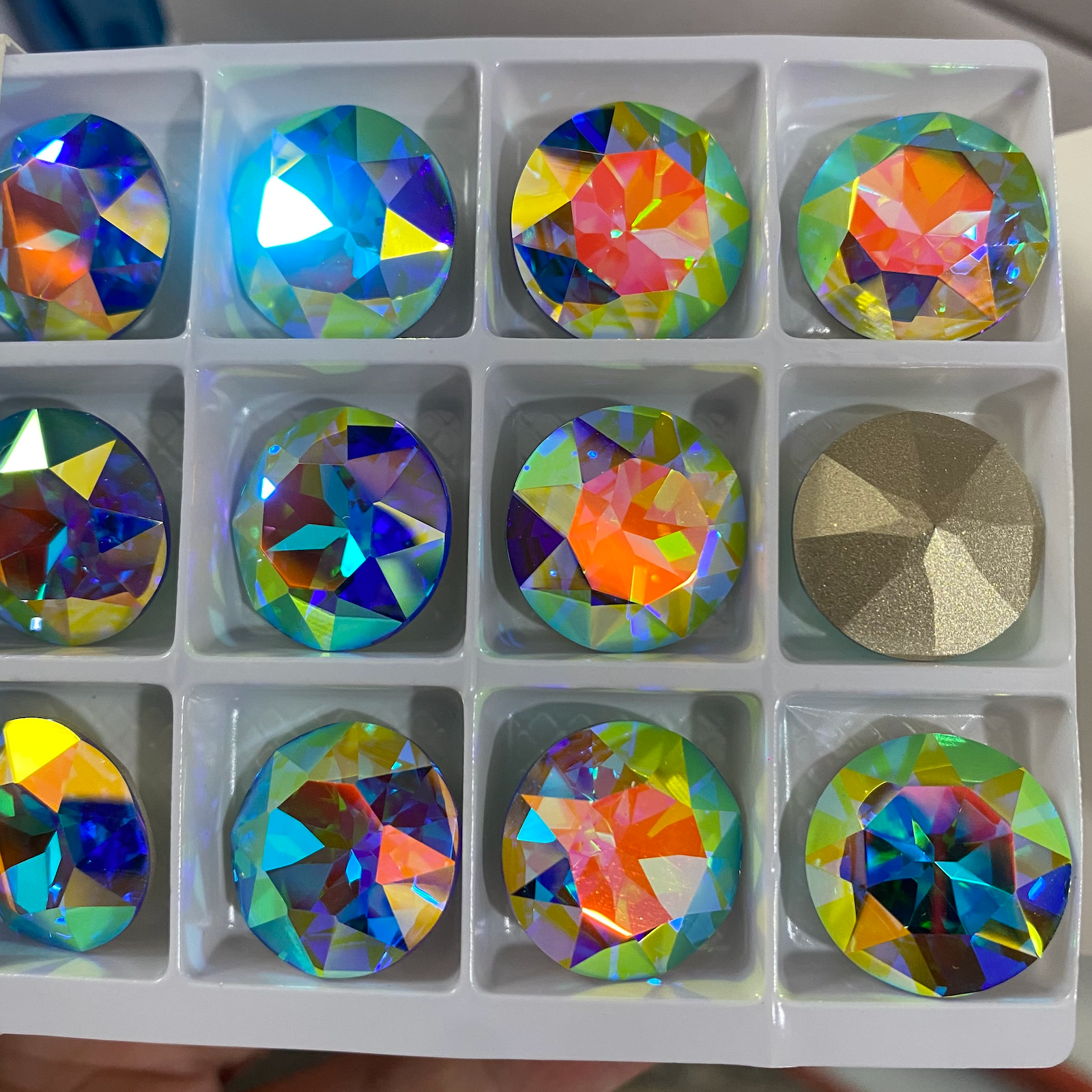 Aquamarine Starry Phantom Gemstone Flower Shape High Quality Glass Pointed Back Fancy Rhinestones WholesaleRhinestone