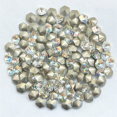 Cognac White Hexagon kaleidoscope Shape Glass Pointed Back Fancy Rhinestones WholesaleRhinestone