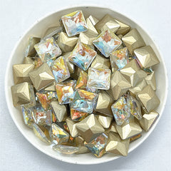 Cognac White Princess Square Shape Pointed Back Fancy Rhinestones