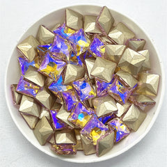 Pink AB Princess Square Shape Pointed Back Fancy Rhinestones WholesaleRhinestone