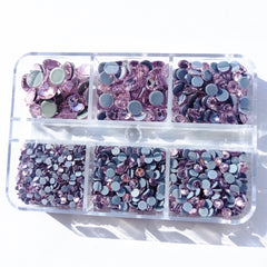 Mixed Sizes 6 Grid Box Light Pink Glass HotFix Rhinestones For Clothing DIY WholesaleRhinestone