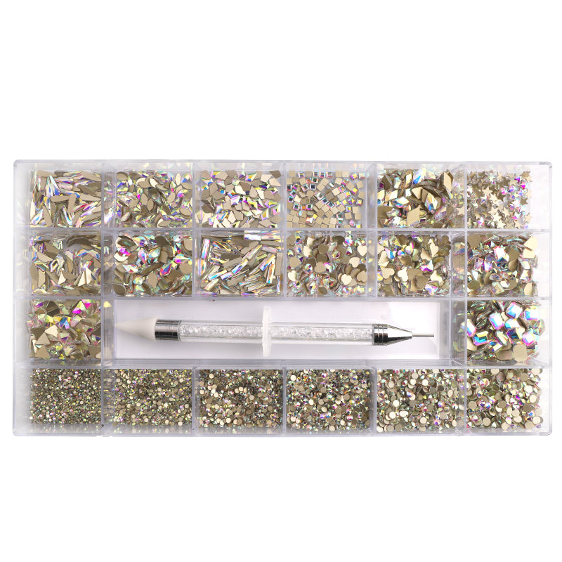 Nail Arts Rhinestones Kit Multi Shapes Glass Crystal Nail Gold Nail  Stickers