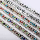 10 Yards Crystal & Mix Colors Rhinestones Close Cup Chain - 3 Rows Silver Base WholesaleRhinestone
