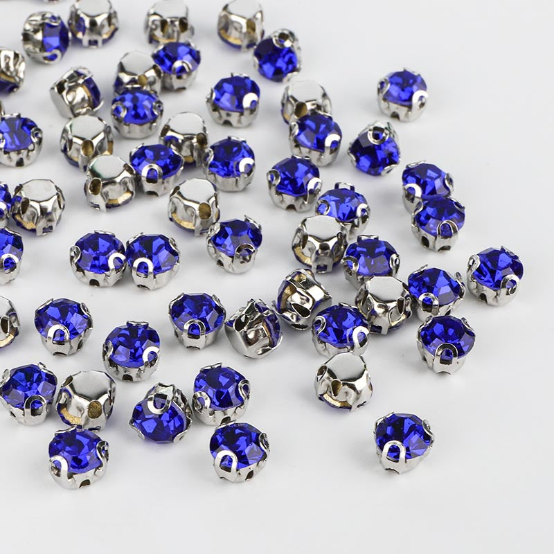 Sapphire Sewing 3D Claw Rhinestones Silver Base WholesaleRhinestone