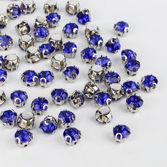 Sapphire Sewing 3D Claw Rhinestones Silver Base WholesaleRhinestone