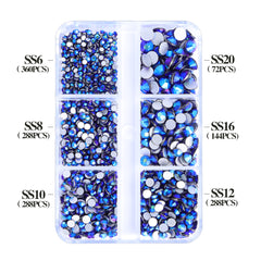 Mixed Sizes 6 Grid Box Amethyst AB Glass FlatBack Rhinestones For Nail Art Silver Back WholesaleRhinestone