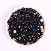Metallic Blue Glass Flat Back Glue-On Rhinestones 16 Cut Facets In Bulk WholesaleRhinestone