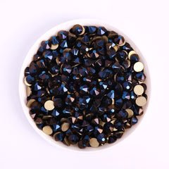Metallic Blue Glass Flat Back Glue-On Rhinestones 16 Cut Facets In Bulk WholesaleRhinestone