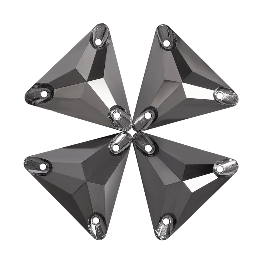 Jet Metallic Silver Triangle Shape High Quality Glass Sew-on Rhinestones WholesaleRhinestone