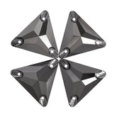 Jet Metallic Silver Triangle Shape High Quality Glass Sew-on Rhinestones WholesaleRhinestone