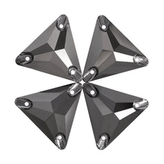 Jet Metallic Silver Triangle Shape High Quality Glass Sew-on Rhinestones WholesaleRhinestone