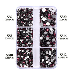 Mixed Sizes 6 Grid Box Amethyst Glass FlatBack Rhinestones For Nail Art Silver Back WholesaleRhinestone