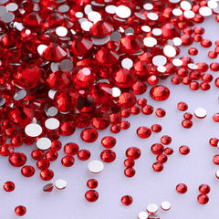 Mixed Sizes Light Siam Glass FlatBack Rhinestones For Nail Art Silver Back WholesaleRhinestone