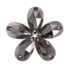 Jet Metallic Silver Drop Shape High Quality Glass Sew-on Rhinestones WholesaleRhinestone