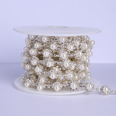 Sew-on Crystal Glass Rhinestone Pearl Trim Chain Applique RA837 WholesaleRhinestone