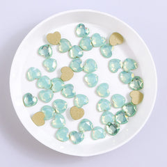 Heart Shape Green Opal Glass Flat Back Fancy Rhinestones WholesaleRhinestone