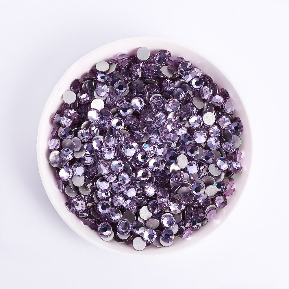 Mixed Sizes Lavender Glass FlatBack Rhinestones For Nail Art Silver Back WholesaleRhinestone