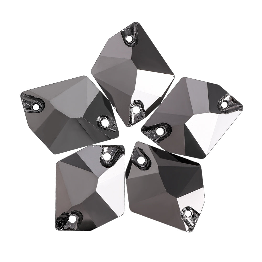 Jet Metallic Silver Cosmic Shape High Quality Glass Sew-on Rhinestones WholesaleRhinestone