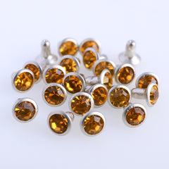 100 Sets Topaz Glass Rhinestone Rivets for Leather Craft DIY Making WholesaleRhinestone