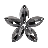 Jet Metallic Silver Navette Shape High Quality Glass Sew-on Rhinestones WholesaleRhinestone