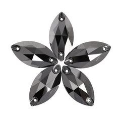 Jet Metallic Silver Navette Shape High Quality Glass Sew-on Rhinestones WholesaleRhinestone