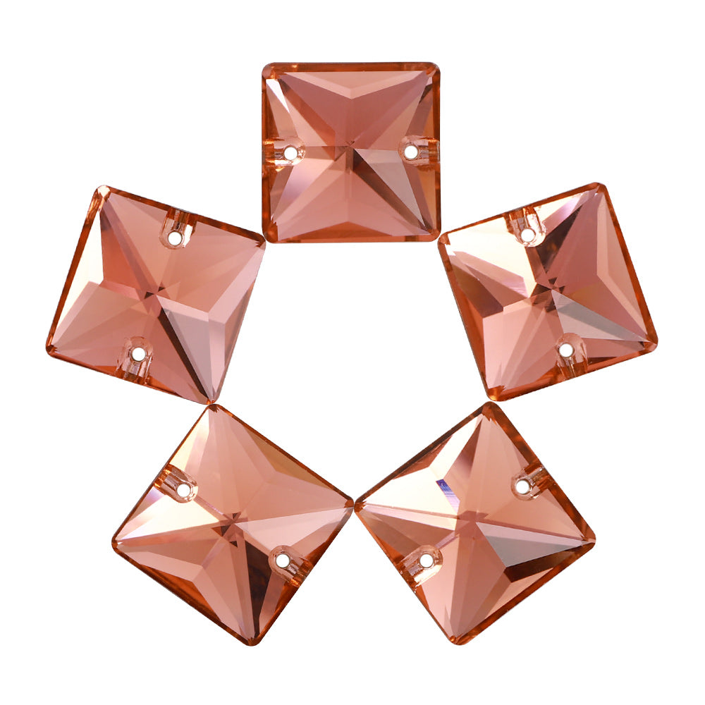 Light Peach Square Shape High Quality Glass Sew-on Rhinestones WholesaleRhinestone