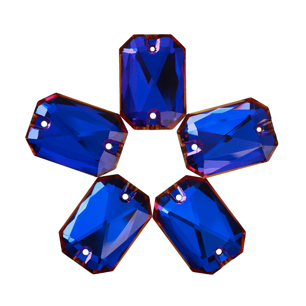Violet Blue Octagon Shape High Quality Glass Sew-on Rhinestones WholesaleRhinestone