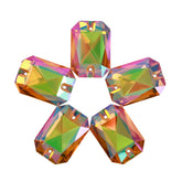 Iridescent Green Octagon Shape High Quality Glass Sew-on Rhinestones WholesaleRhinestone