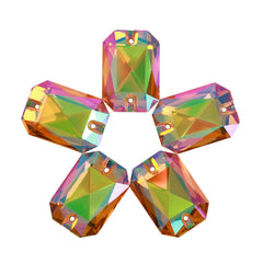 Iridescent Green Octagon Shape High Quality Glass Sew-on Rhinestones WholesaleRhinestone