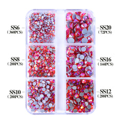 Mixed Sizes 6 Grid Box Orange AB Glass HotFix Rhinestones For Clothing DIY WholesaleRhinestone