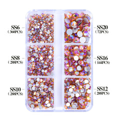 Mixed Sizes 6 Grid Box Topaz AB Glass FlatBack Rhinestones For Nail Art Silver Back WholesaleRhinestone