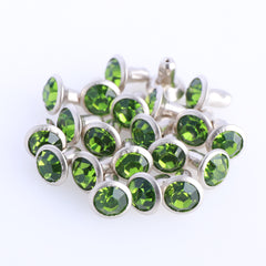 100 Sets Light Green Glass Rhinestone Rivets for Leather Craft DIY Making WholesaleRhinestone
