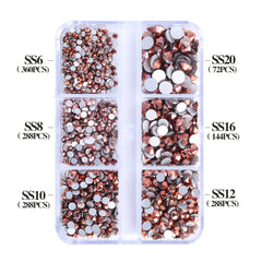 Mixed Sizes 6 Grid Box Rose Gold Glass FlatBack Rhinestones For Nail Art Silver Back WholesaleRhinestone