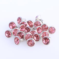 100 Sets Light Pink Glass Rhinestone Rivets for Leather Craft DIY Making WholesaleRhinestone