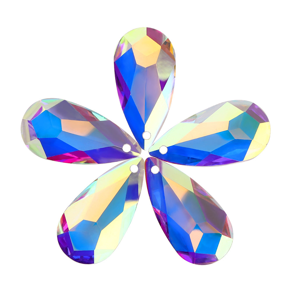 Crystal AB Tear Drop High Quality Glass Rhinestone Pendant WholesaleRhinestone