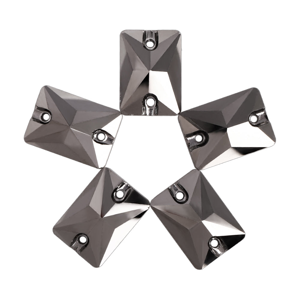 Jet Metallic Silver Rectangle Shape High Quality Glass Sew-on Rhinestones WholesaleRhinestone