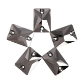 Jet Metallic Silver Rectangle Shape High Quality Glass Sew-on Rhinestones WholesaleRhinestone