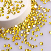 Mixed Sizes Citrine Glass FlatBack Rhinestones For Nail Art Silver Back WholesaleRhinestone